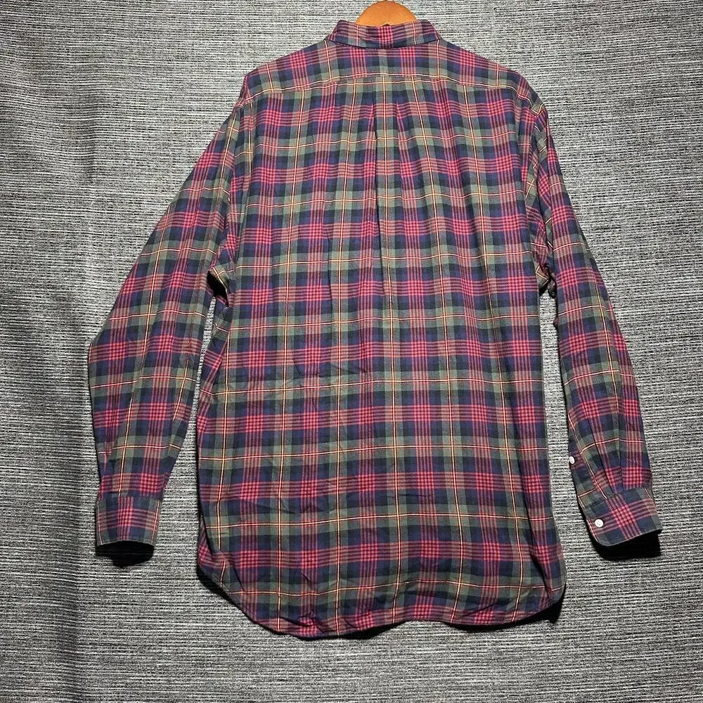 Polo Ralph Lauren Flannel Shirt Men's Large Plaid Blue Red Button Elliott